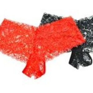 Angelina Lace Crotchless Thongs, 2 Pair-Pack